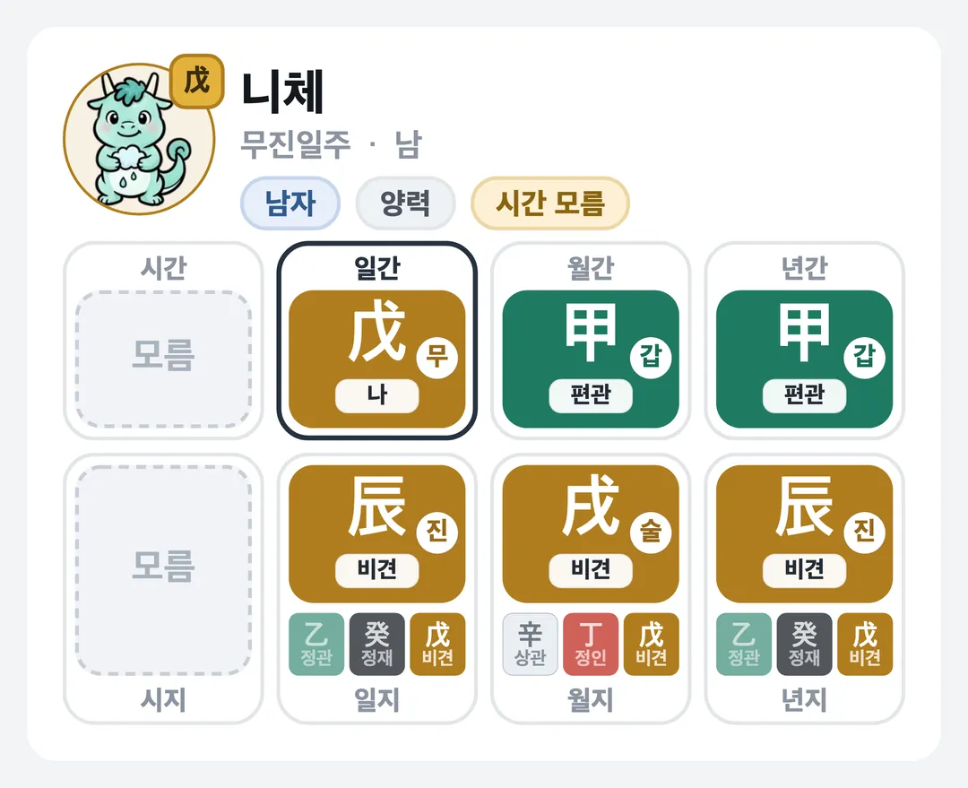 니체 사주 원국 — 무진일주