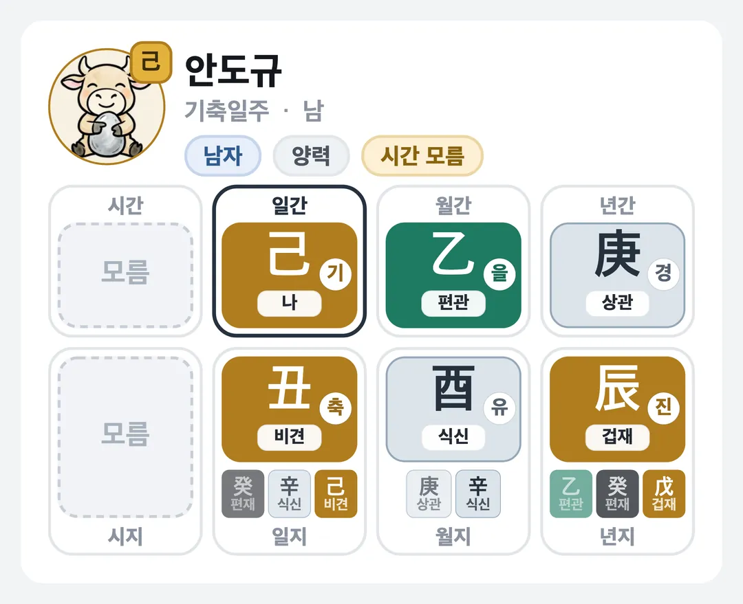 안도규 사주 원국 — 기축일주