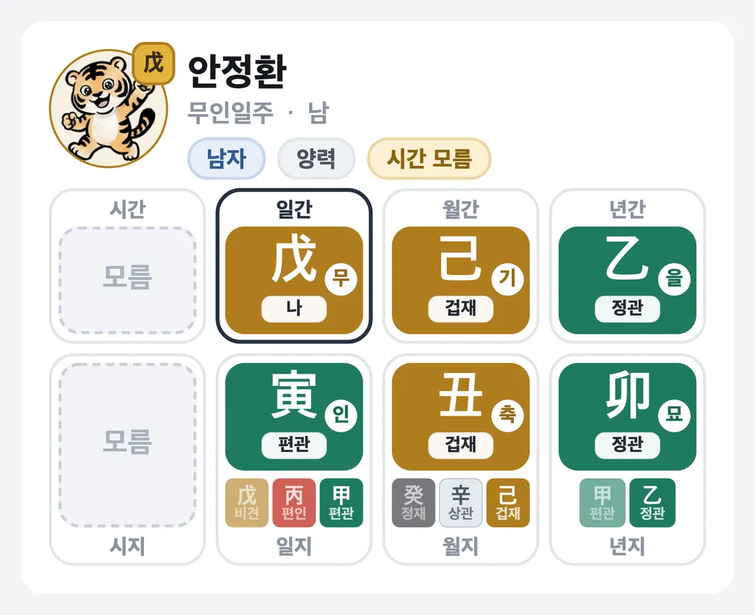 안정환 사주 원국 — 무인일주