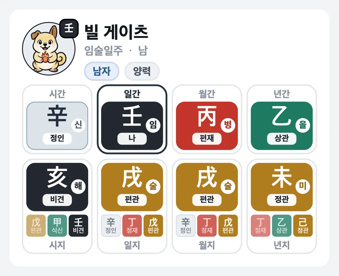 빌 게이츠 사주 원국 — 임술일주