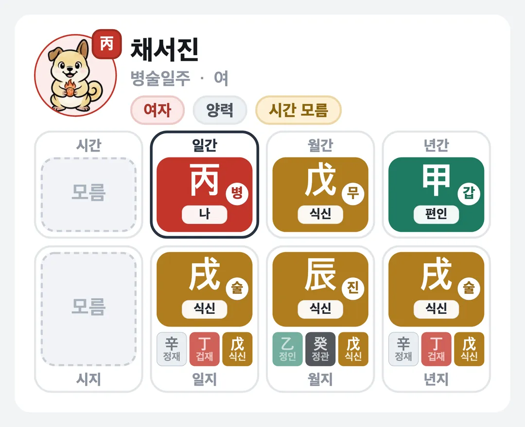 채서진 사주 원국 — 병술일주