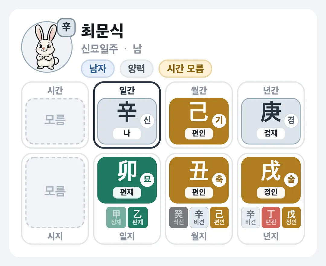 최문식 사주 원국 — 신묘일주