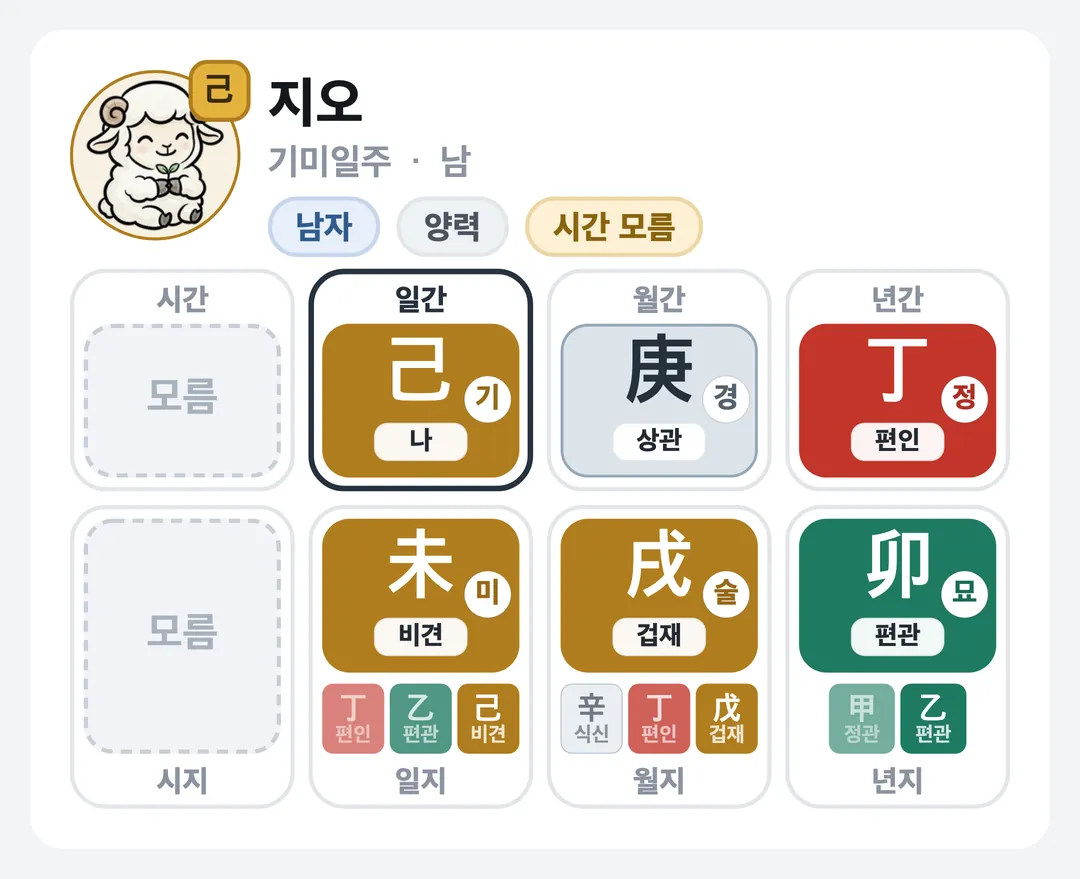 지오 사주 원국 — 기미일주
