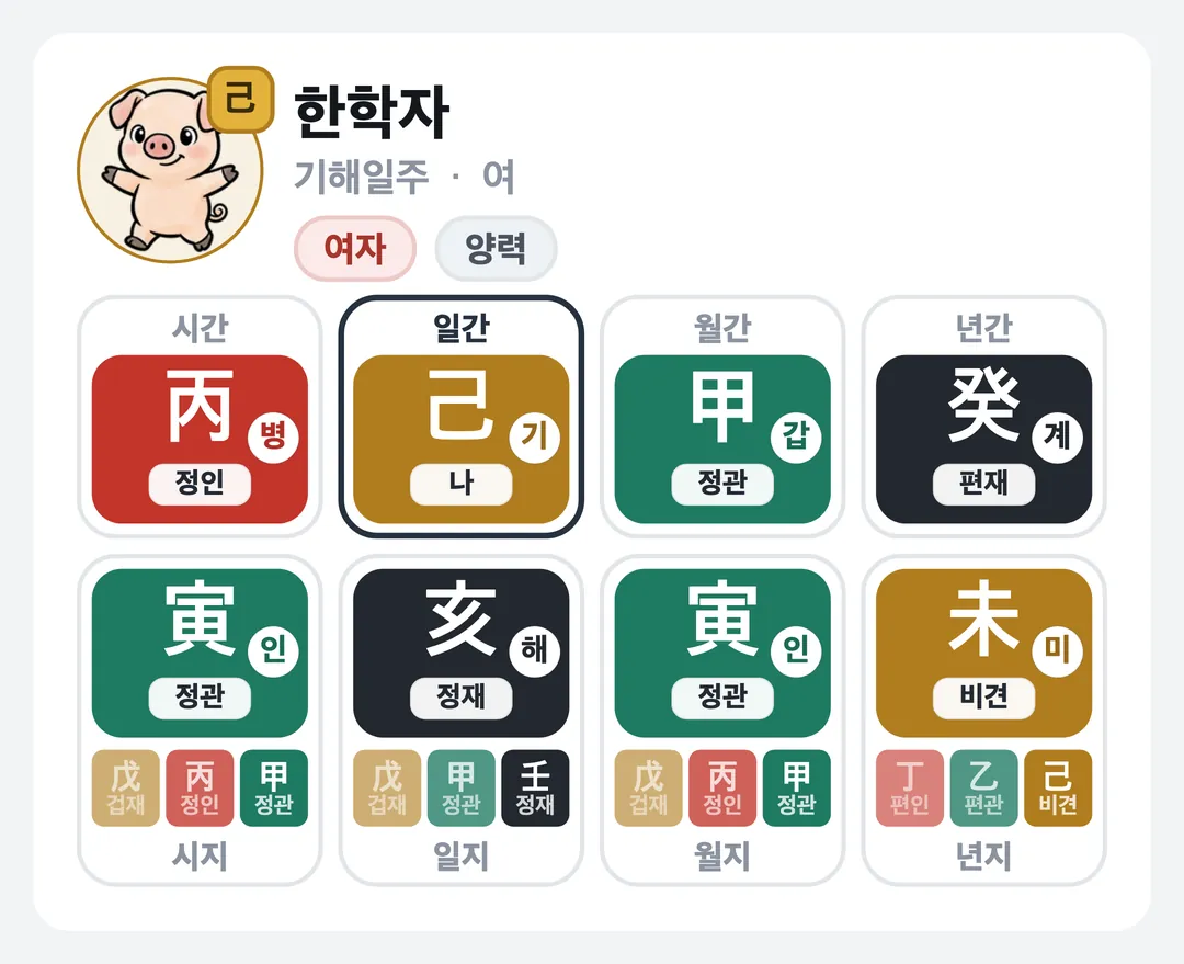 한학자 사주 원국 — 기해일주