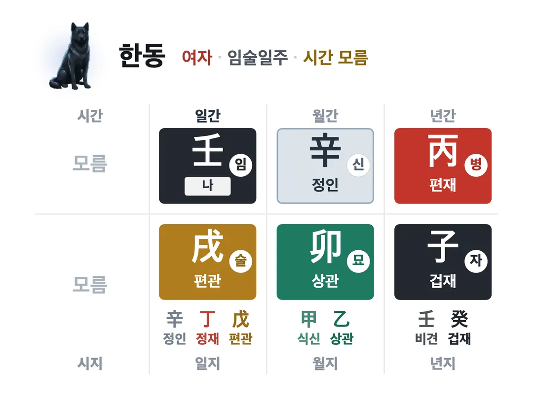 한동 사주 원국 — 임술일주