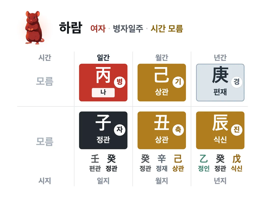 하람 사주 원국 — 병자일주
