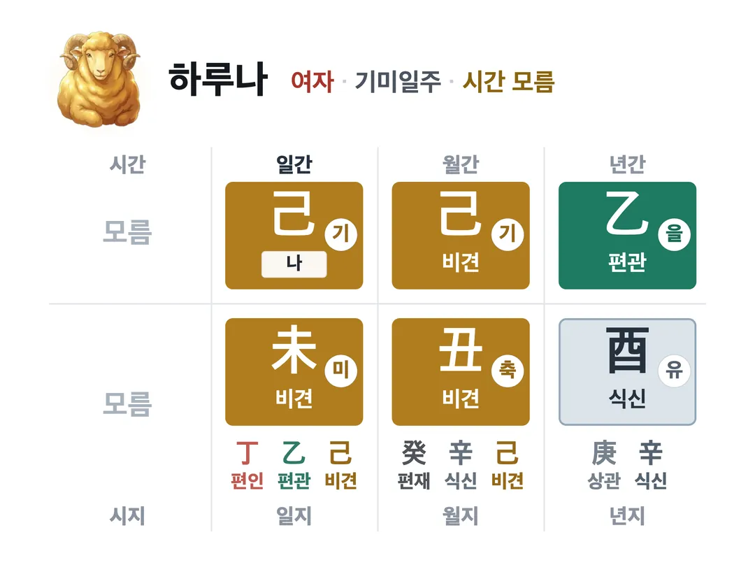 하루나 사주 원국 — 기미일주