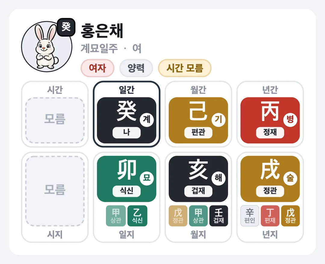 홍은채 사주 원국 — 계묘일주