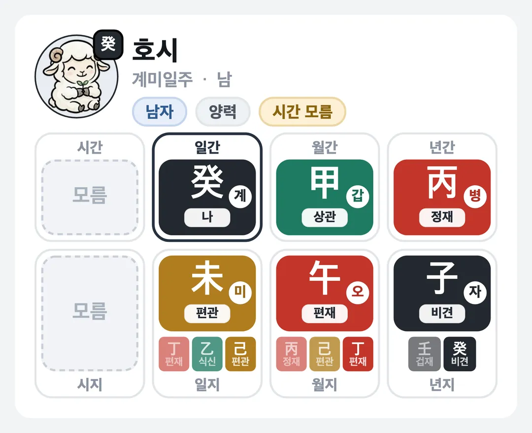 호시 사주 원국 — 계미일주