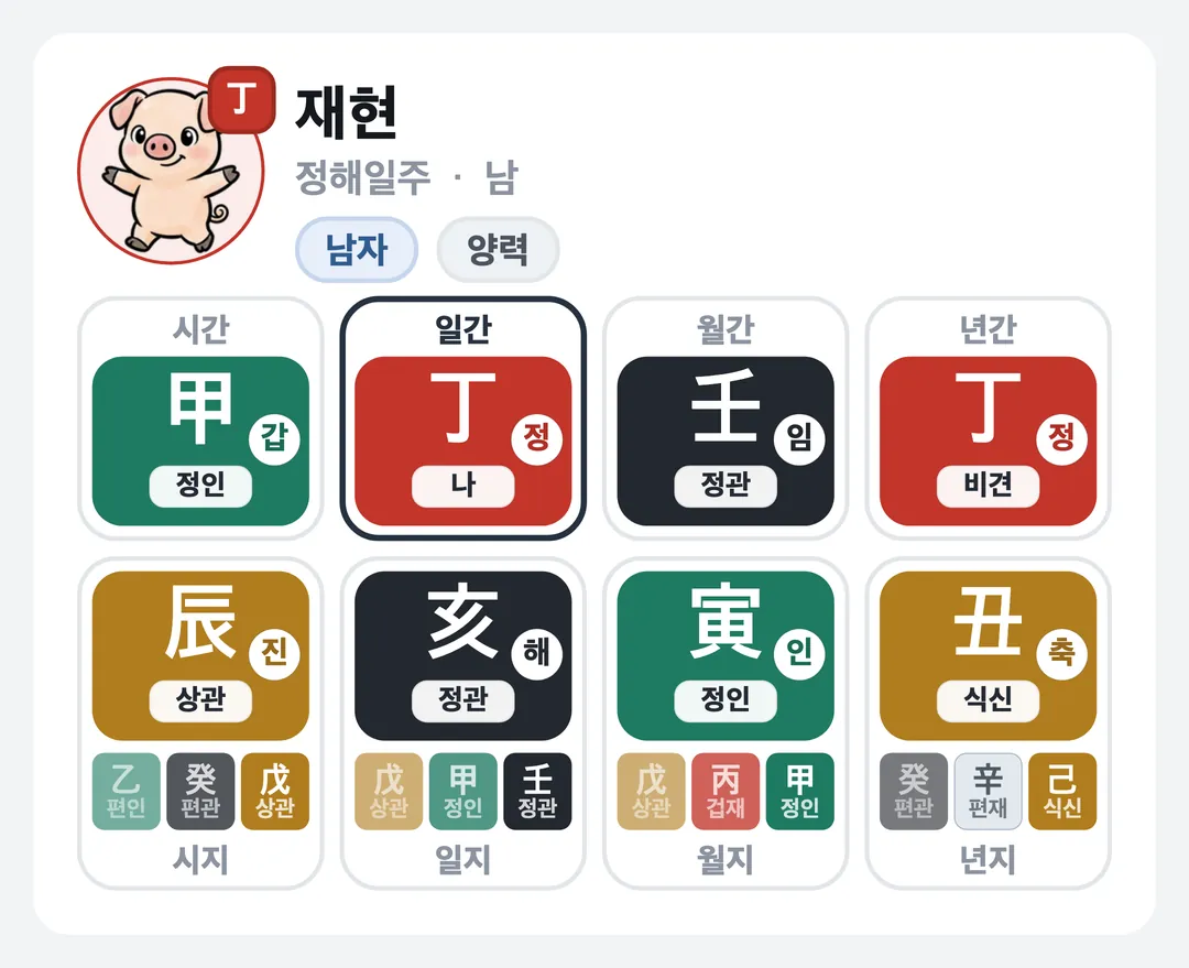 재현 사주 원국 — 정해일주