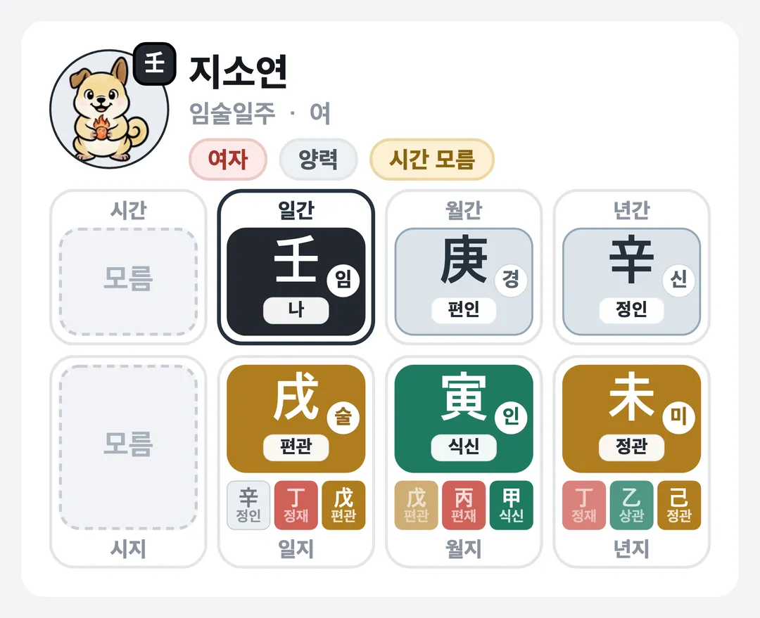 지소연 사주 원국 — 임술일주