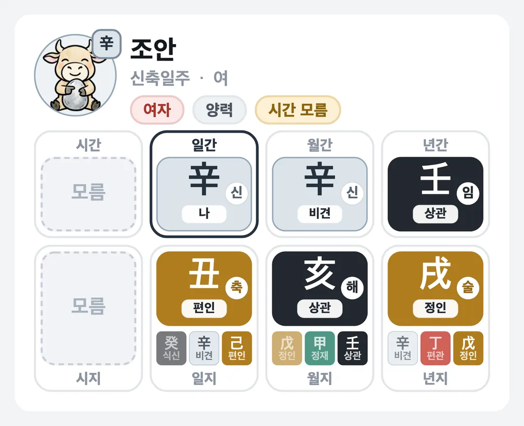 조안 사주 원국 — 신축일주