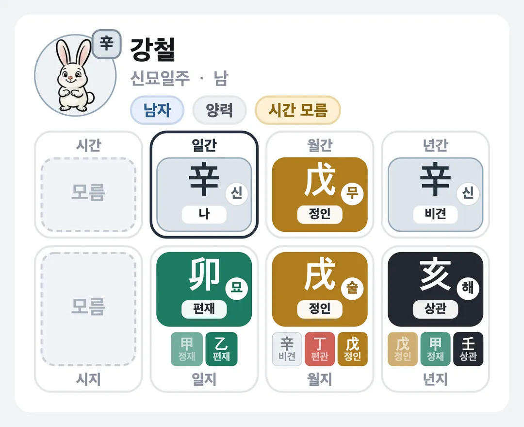 강철 사주 원국 — 신묘일주