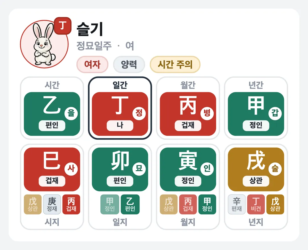 슬기 사주 원국 — 정묘일주