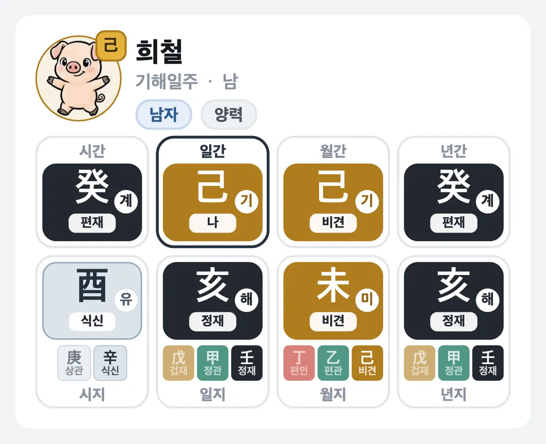 희철 사주 원국 — 기해일주
