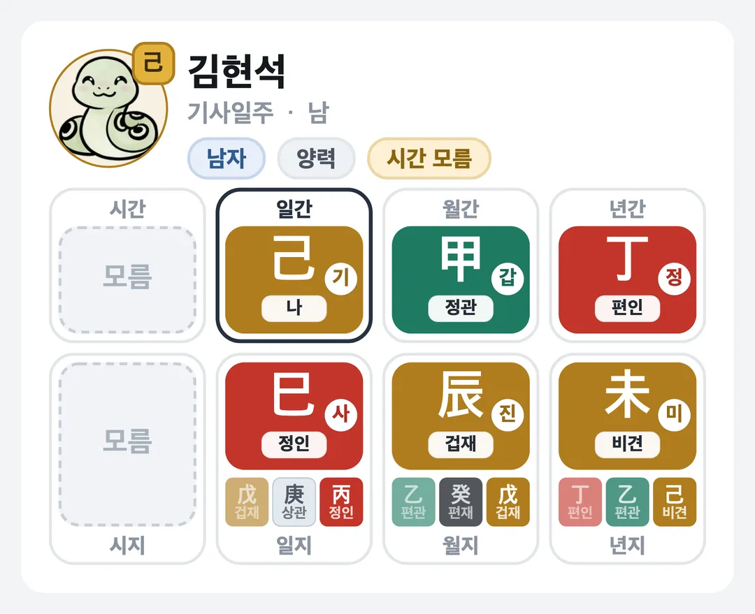 김현석 사주 원국 — 기사일주