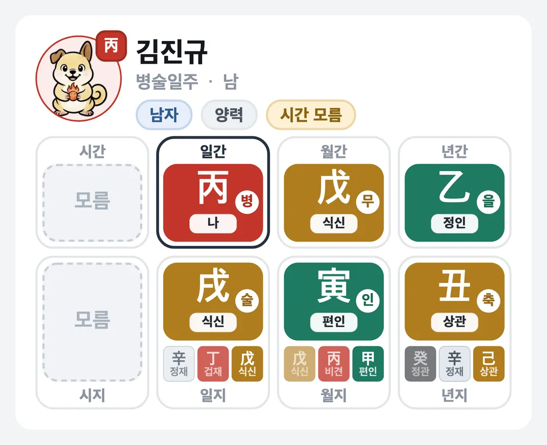 김진규 사주 원국 — 병술일주