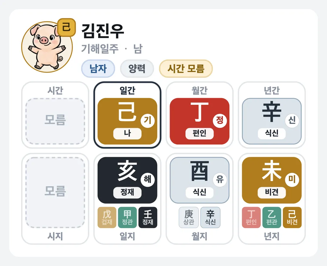 김진우 사주 원국 — 기해일주