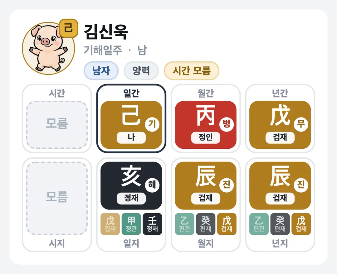김신욱 사주 원국 — 기해일주