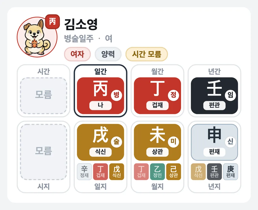 김소영 사주 원국 — 병술일주