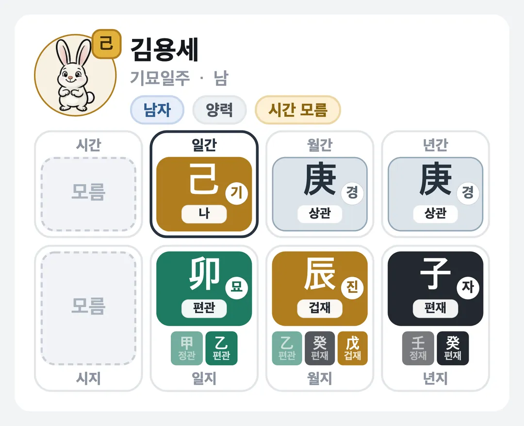 김용세 사주 원국 — 기묘일주