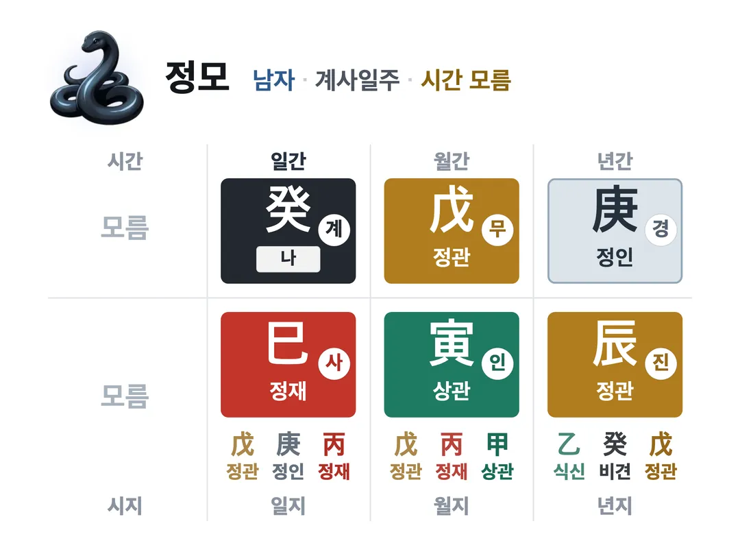 정모 사주 원국 — 계사일주