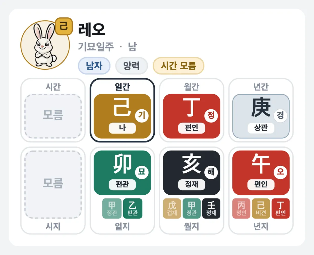 레오 사주 원국 — 기묘일주