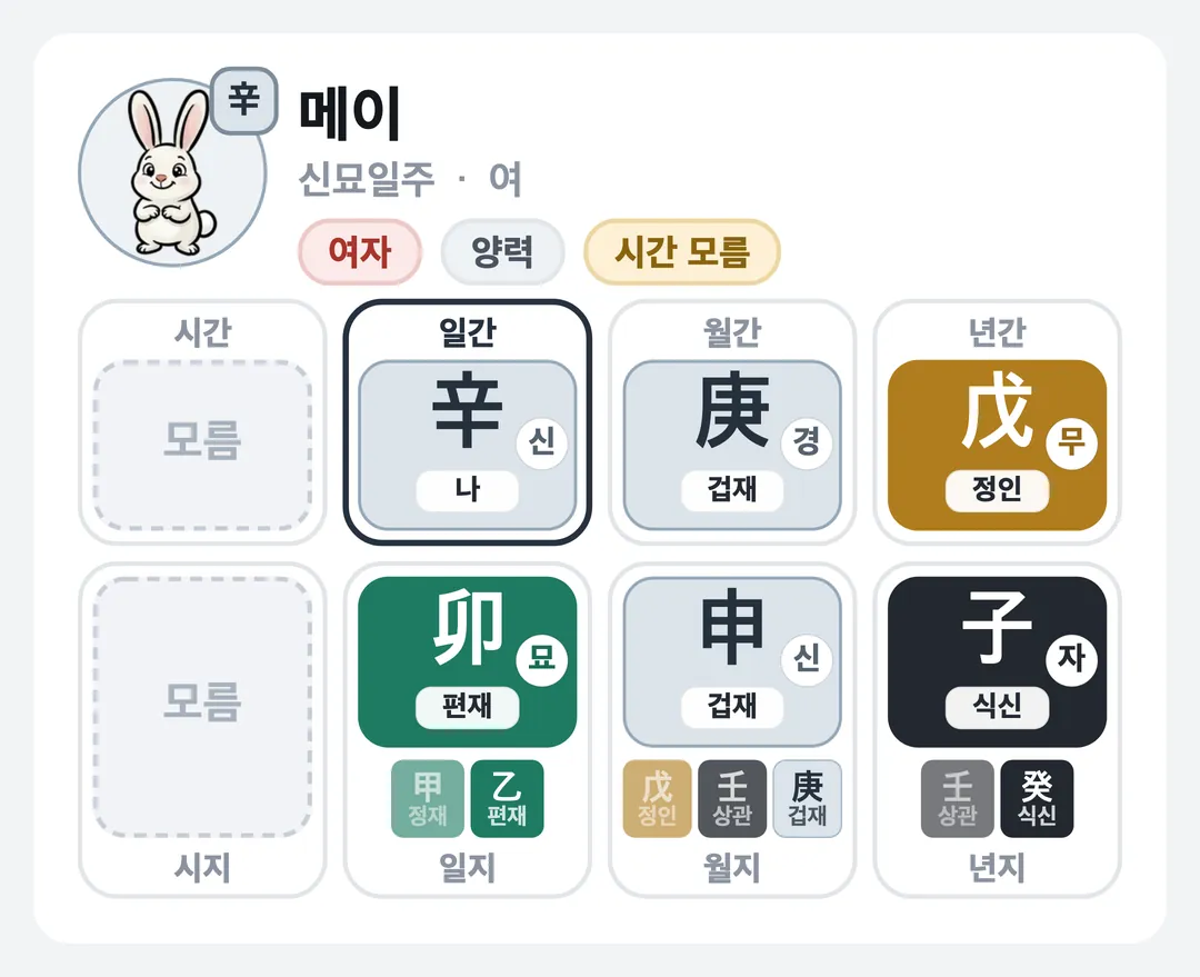 메이 사주 원국 — 신묘일주