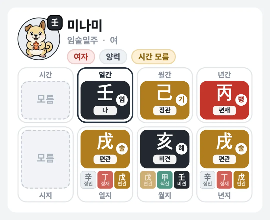 미나미 사주 원국 — 임술일주