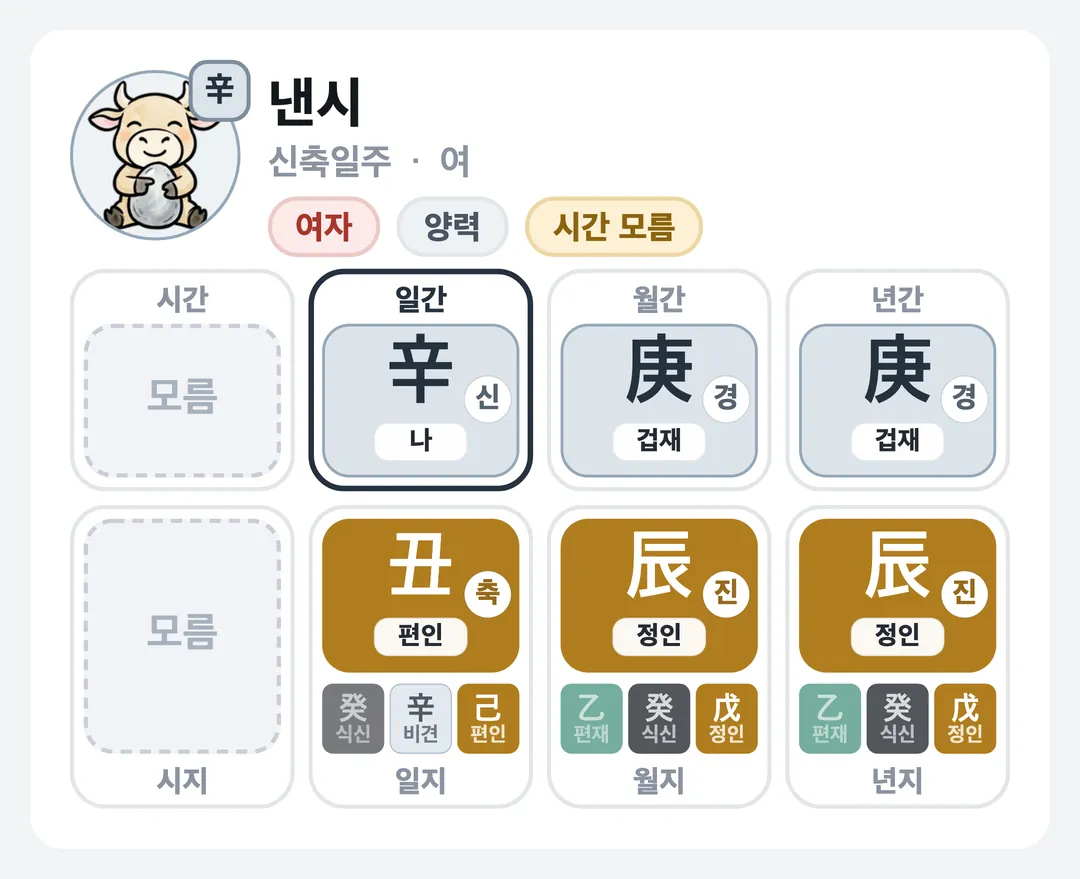 낸시 사주 원국 — 신축일주