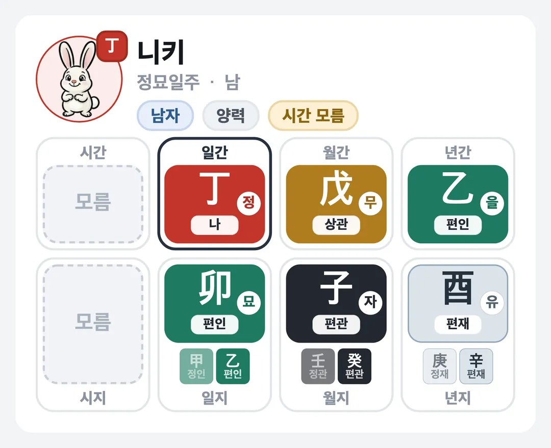 니키 사주 원국 — 정묘일주