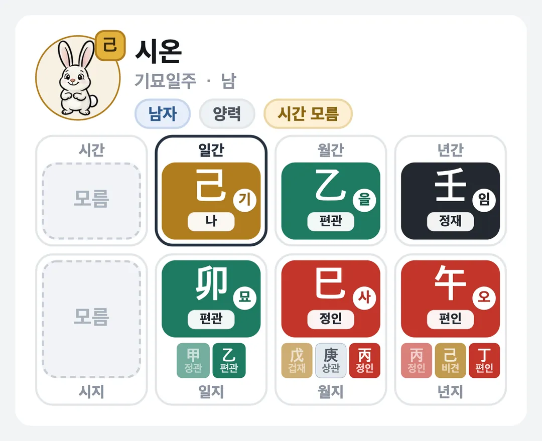 시온 사주 원국 — 기묘일주