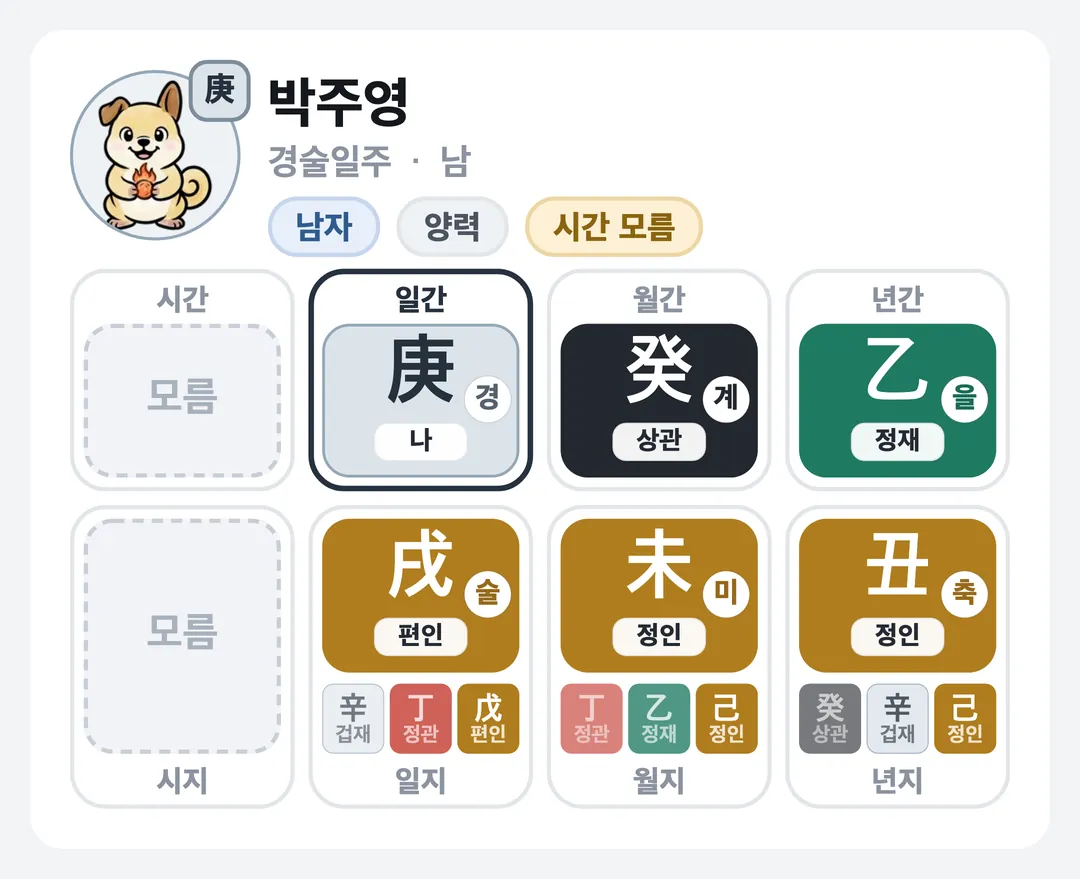 박주영 사주 원국 — 경술일주