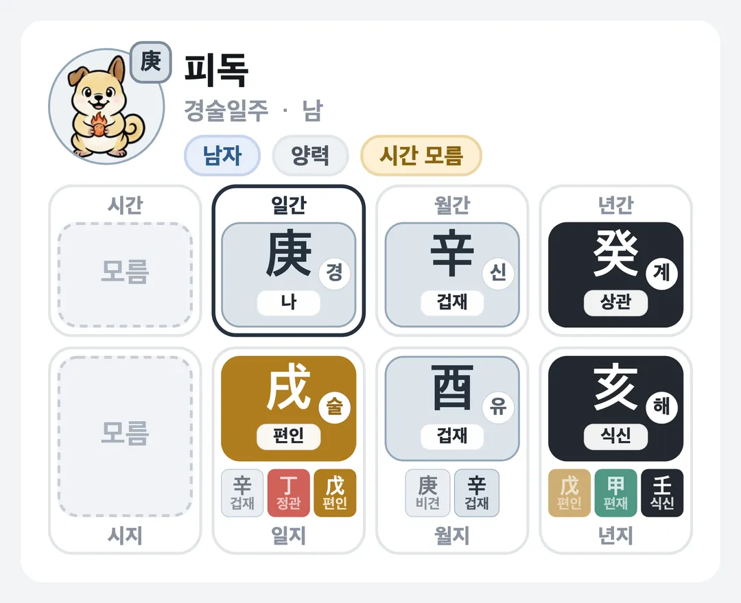 피독 사주 원국 — 경술일주