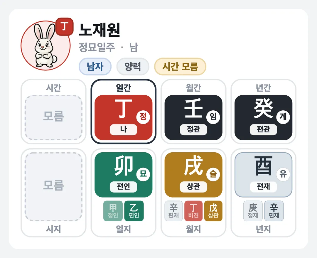 노재원 사주 원국 — 정묘일주