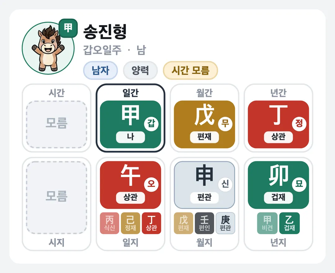 송진형 사주 원국 — 갑오일주
