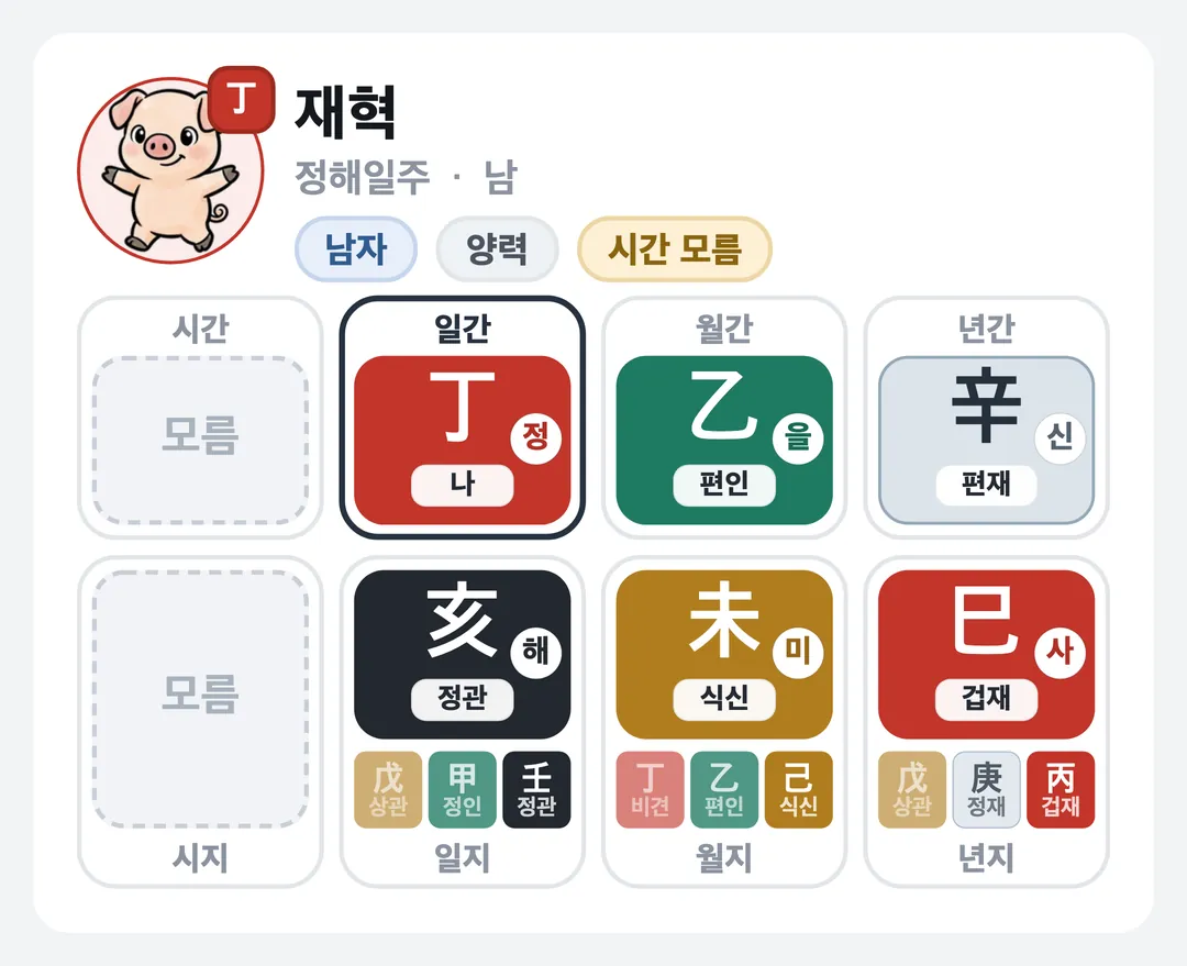 재혁 사주 원국 — 정해일주